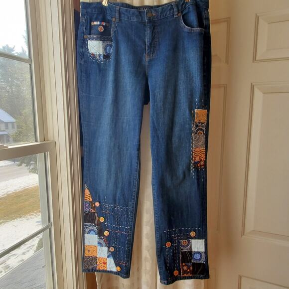 Refashioned and upcycled Ralph Lauren Chaps denim jeans Size‎ 16W - Picture 1 of 9